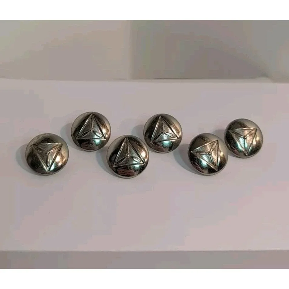 Vintage WW1 WW2 Waterbury Military Civil Air Patrol Button Set 6‎ Nickel Plate